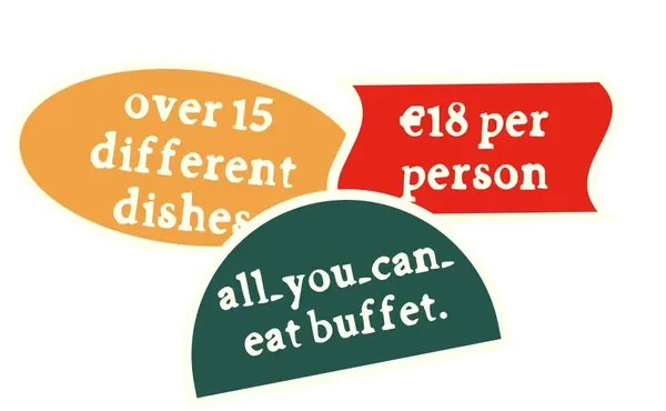 All-you-can-eat buffet: more than 15 different dishes, 18 euros per person